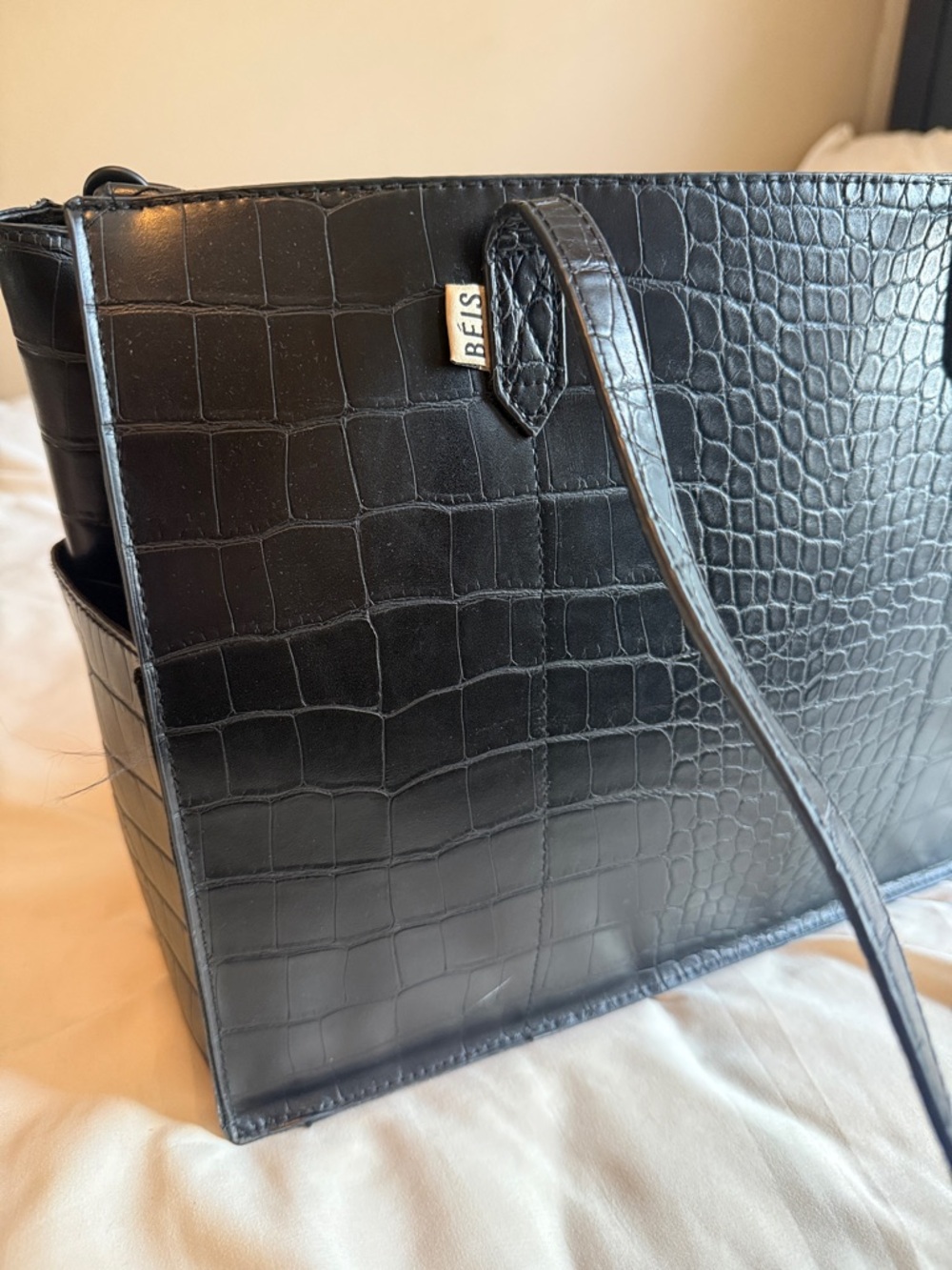 BEIS - Work Tote in Black Croc - Picture 2 of 10